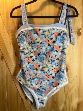 Visual Swim Estelle Reversible Floral Tie Shoulder One Piece Swimsuit - Size L